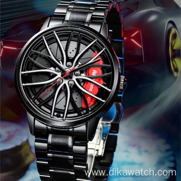 New Sports Car Men Watches Quartz Waterproof Sport Rim Hub Wheel Stainless Steel Luxury Wristwatch Car Quartz Men's Watches Man